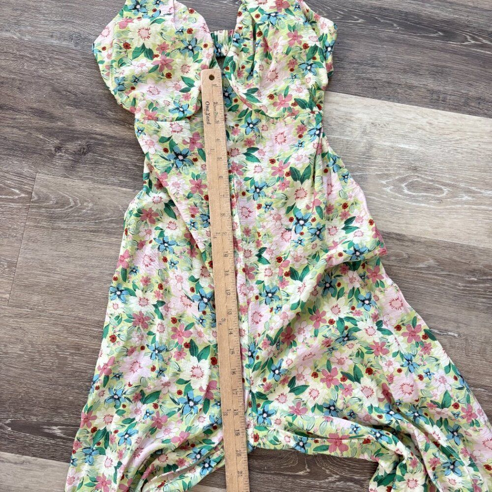 Akira Floral Wide Leg Jumpsuit Size S | Pastel Garden Print | Corset Bust - Picture 6 of 15